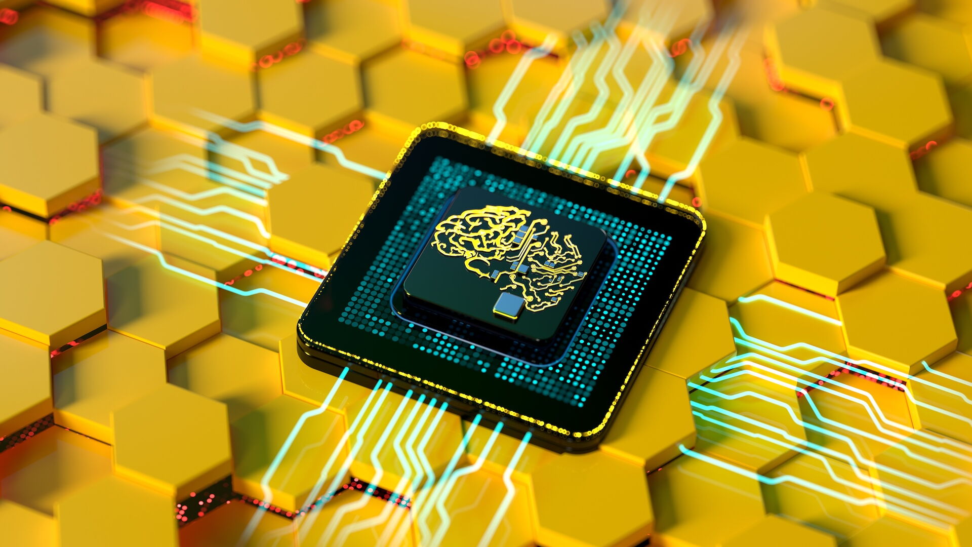 Symbolbild: Ein Computerchip mit aufgedruckter Zeichnung eines Gehirns